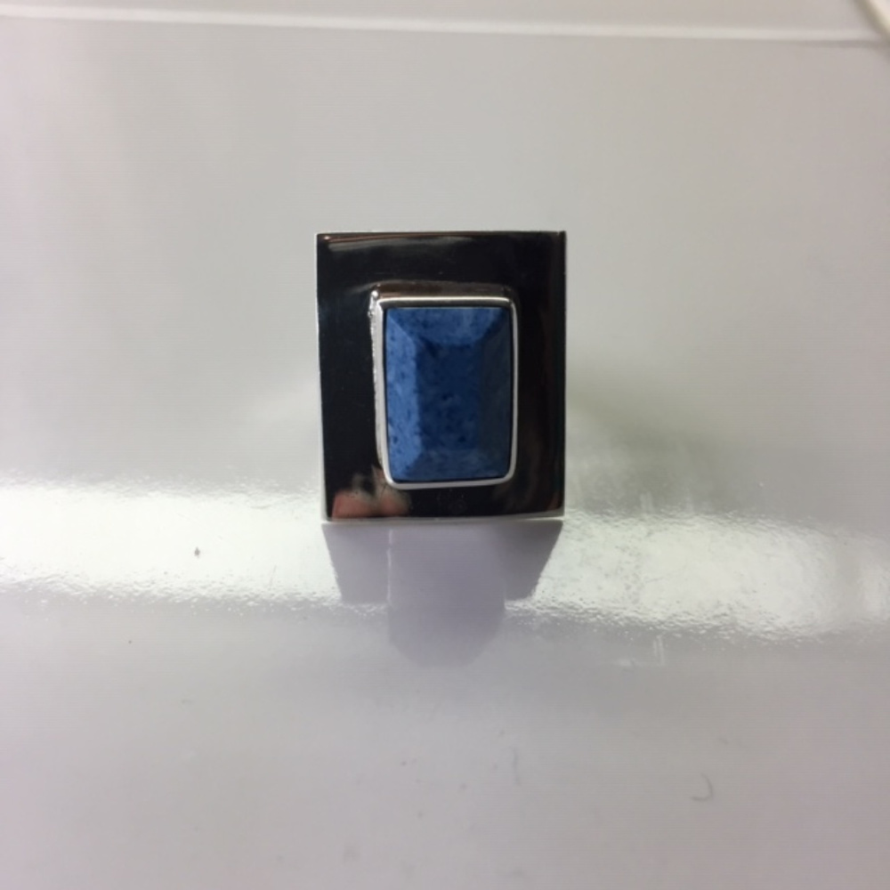 Sterling Silver Contemporary Lapis Statement Ring - image 3